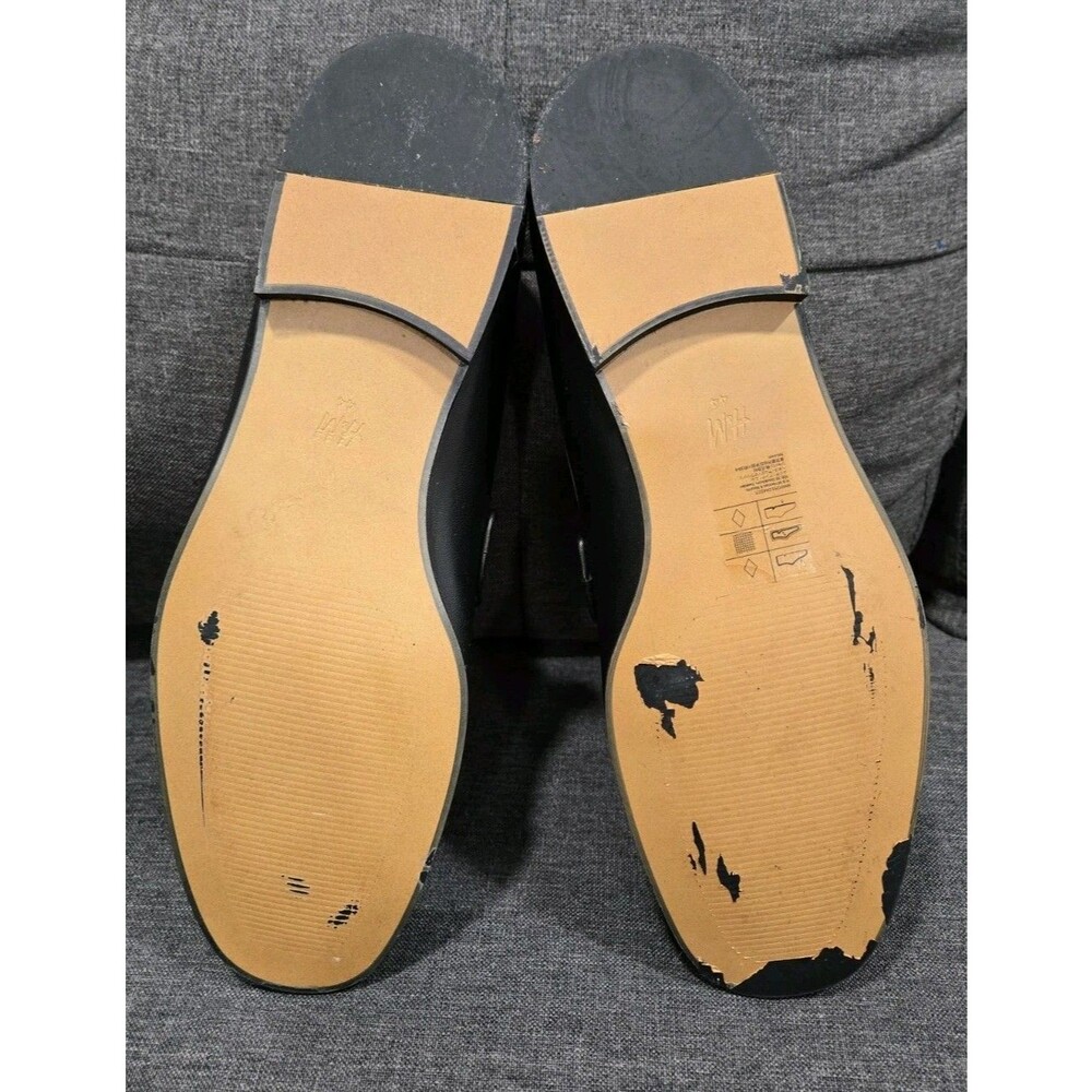 H&M black buckle-detail loafers Faux Leather Mens Size 10.5 - Picture 7 of 8
